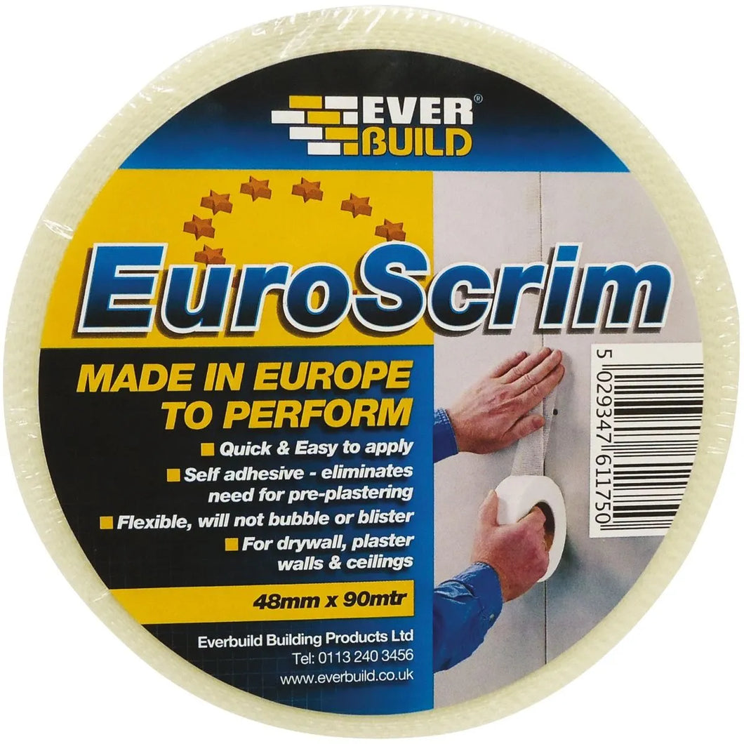 Everbuild EuroScrim Self Adhesive Scrim Tape, White, 48 mm x 90 m