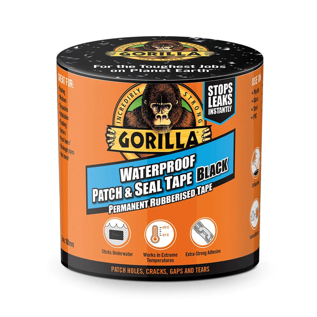 Gorilla Waterproof Patch & Seal Tape Black 100mm x 3m