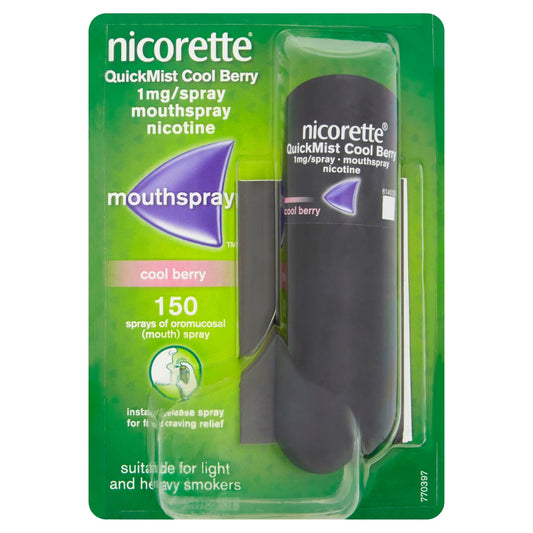 Nicorette Quickmist Cool Berry Nicotine Mouthspray- Single- 150 Sprays