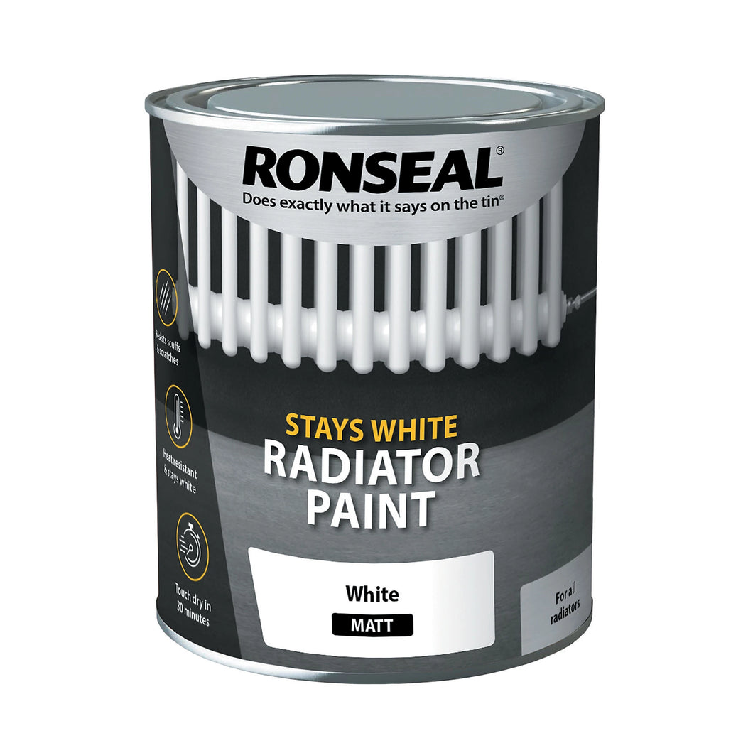 Ronseal Stays White Radiator Paint - Matt