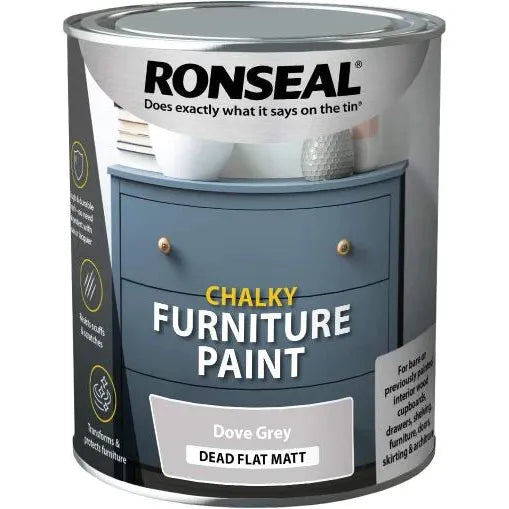 Buy Ronseal Chalky Furniture Paint 750ml Dove Grey From JDS DIY