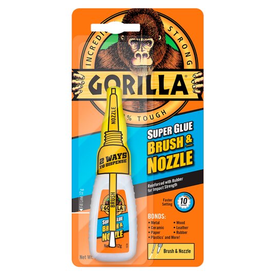 Gorilla Super Glue Brush & Nozzle, 12g, Clear