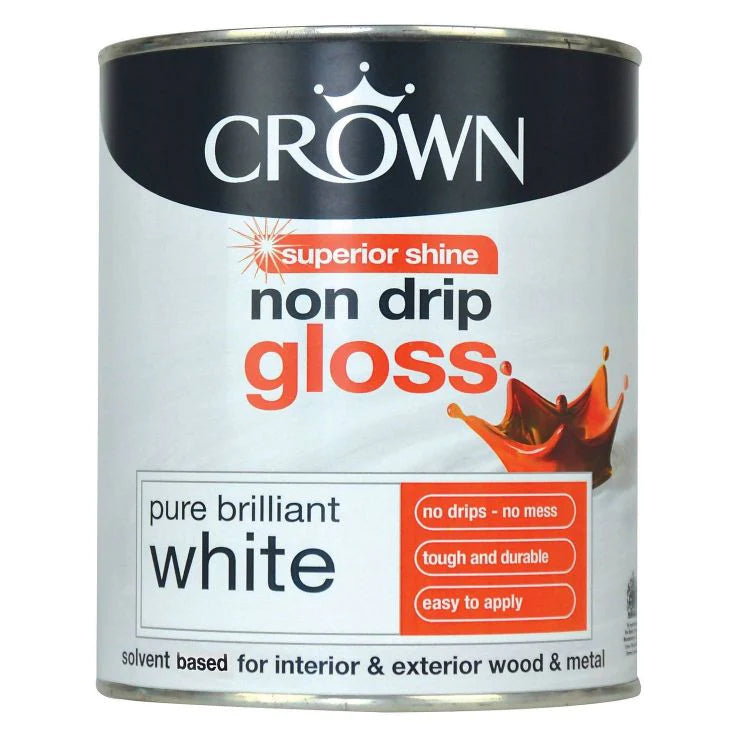 Buy Crown Non Drip Gloss 750ml Pure Brilliant White (587145) From JDS DIY