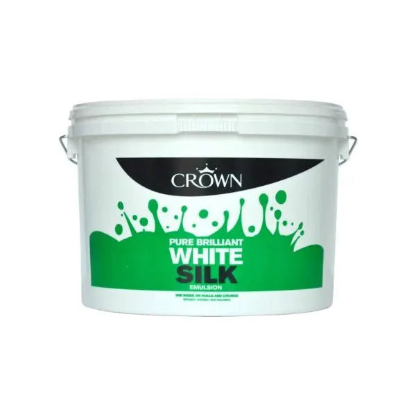 Buy Crown Silk Wall & Ceiling Paint Emulsion - Pure Brilliant White - 7.5 Litres From JDS DIY