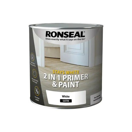 Ronseal Stays White 2 in 1 Primer & Paint - White Matt