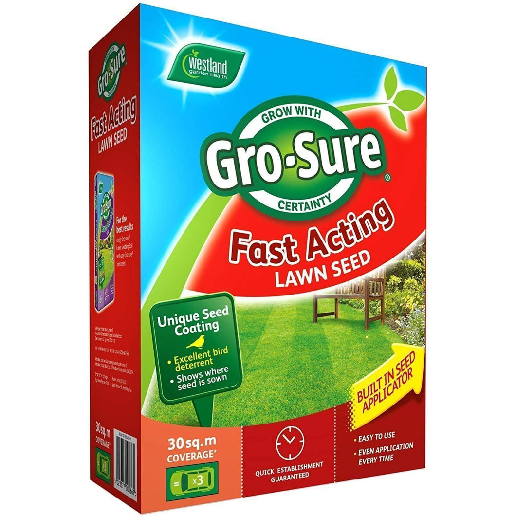 Gro-Sure Fast Acting Grass Lawn Seed, 30 m2, 900 g