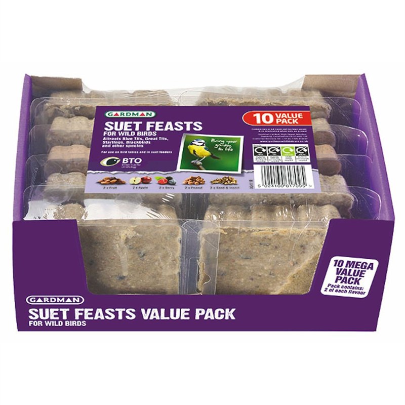 Gardman Wild Bird Suet Feast Value Pack of 10