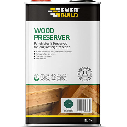 Everbuild Wood Preserver in Fir Green 5L