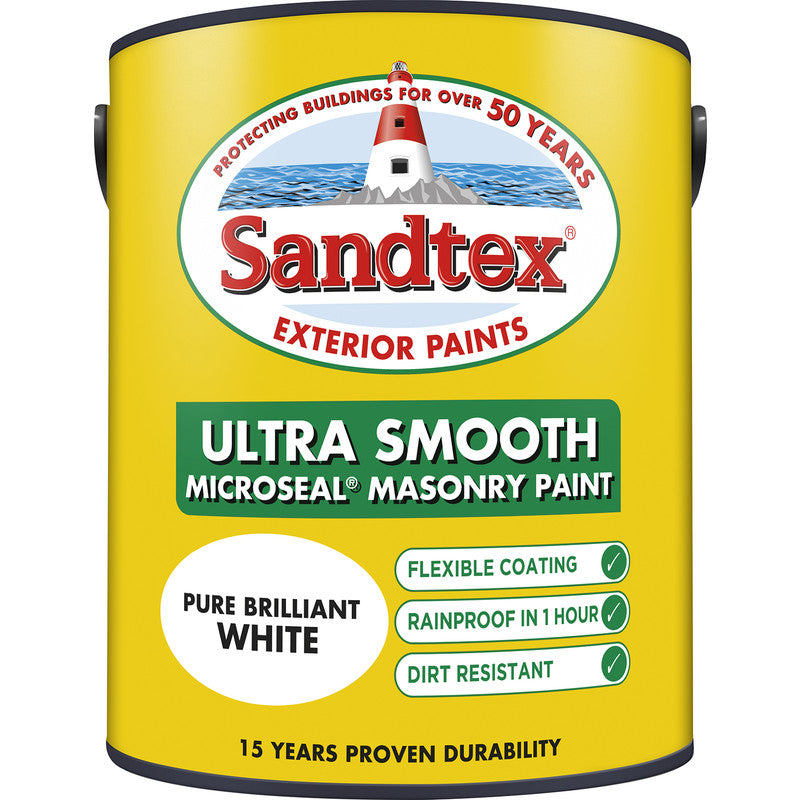 Sandtex Ultra Smooth Masonry Paint 5L Pure Brilliant White