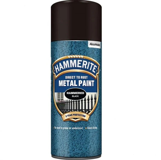 Hammerite Metal Paint Aerosal Hammered Black 400ml