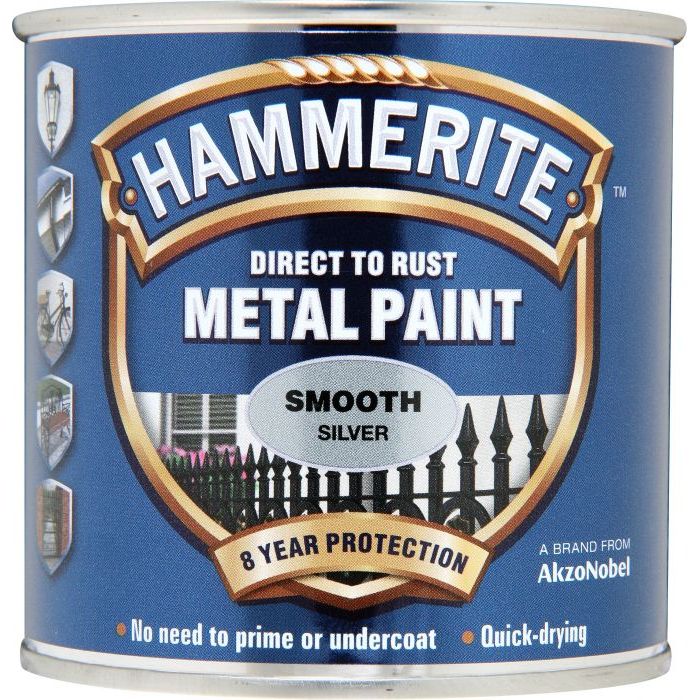Hammerite 250ml Metal Paint - Smooth Silver
