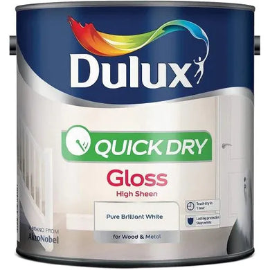 Buy Dulux Quick Dry Pure Brilliant White Gloss Wood & Metal Paint 2.5L From JDS DIY