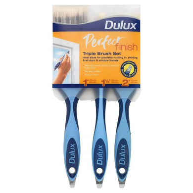 Dulux Perfect Finish Triple Brush Set, 3 Pieces - Blue