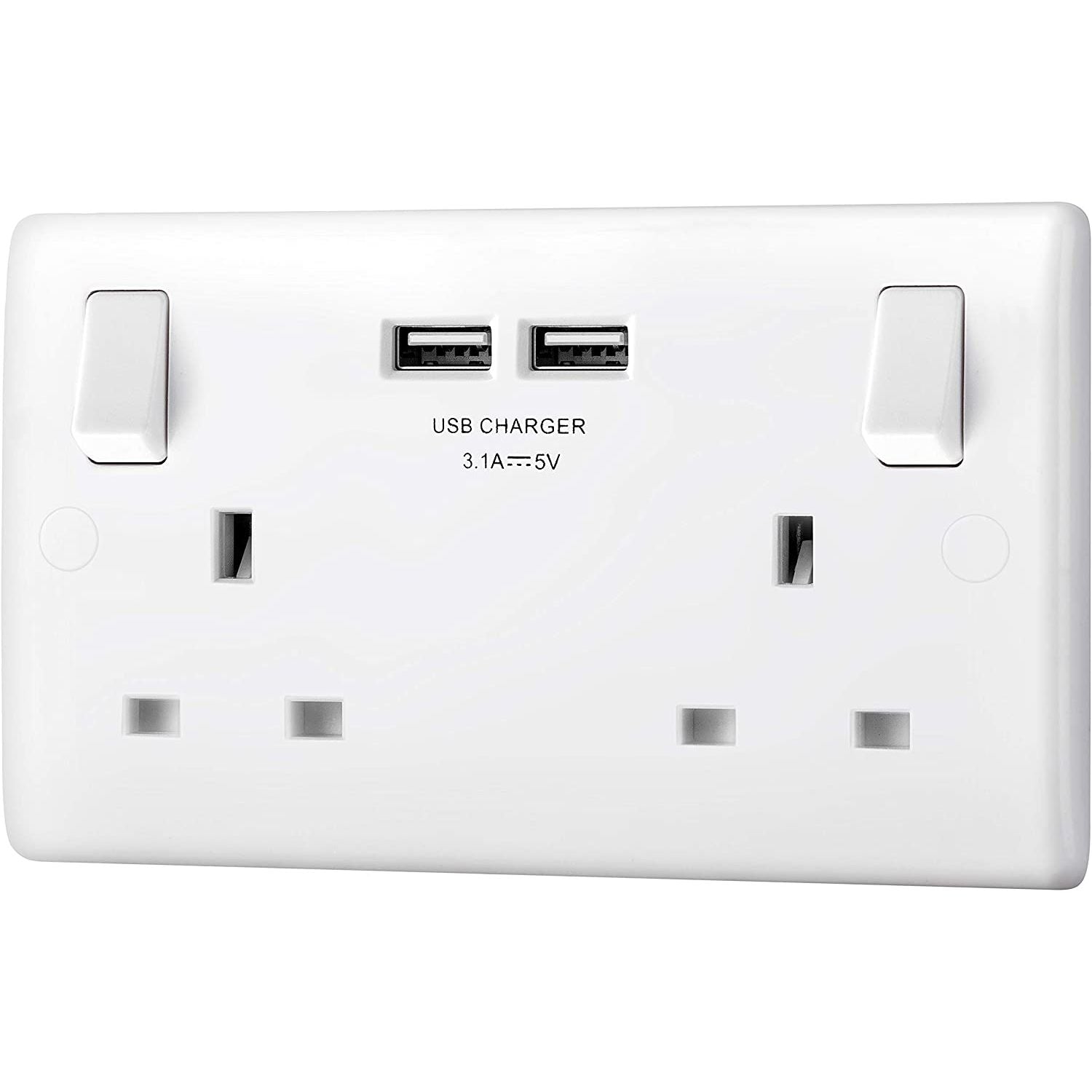 BG Electrical 822u3 Double Socket with 2 x 3.1amp USB sockets - 30 Year warranty