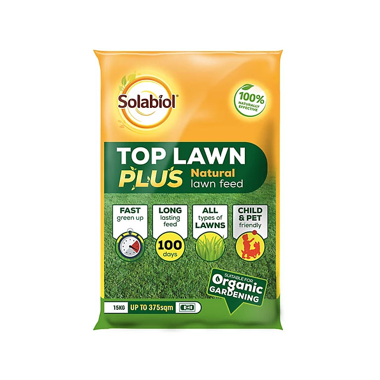 Solabiol Top Lawn Plus Natural Lawn Feed 15kg 375sqm