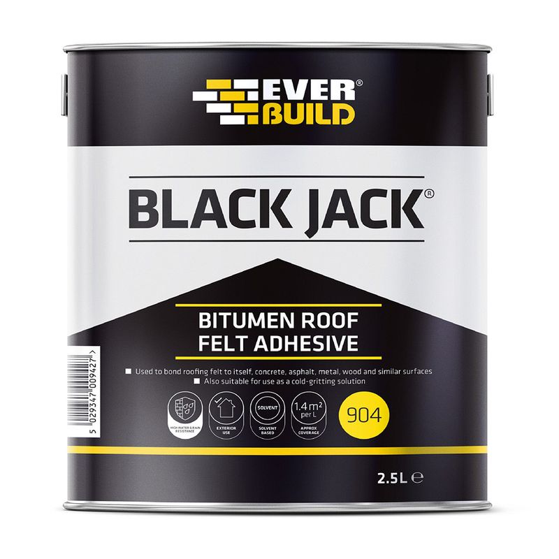 Everbuild Black Jack 904 Roof Felt Adhesive, Black, 1 Litre