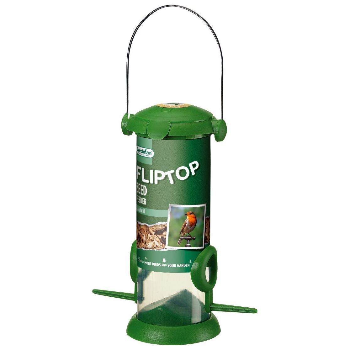 Gardman Flip Top Seed Bird Feeder Green