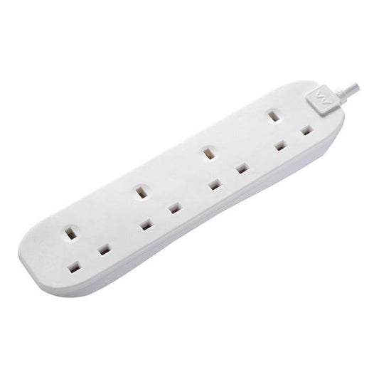 Masterplug 4 Socket Long Extension Lead, 1M , White