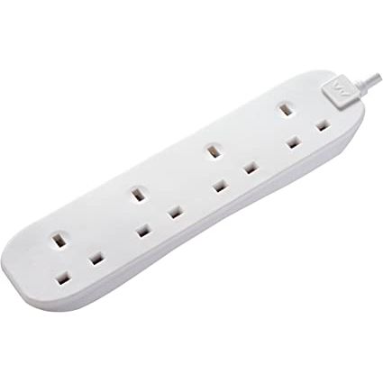 Masterplug Four Socket Extension Lead, 2M - 4 Socket , White