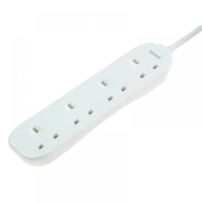 Masterplug Extension Lead White 4 Gang 5 Metre