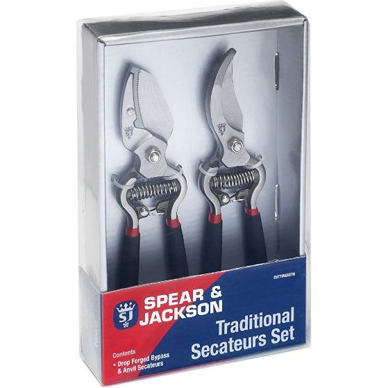 Buy Spear and Jackson Traditional Bypass and Anvil Secateurs Set (Twin Pack), Blue From JDS DIY