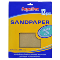 SupaDec General Purpose Sandpaper Pack 12 Assorted by