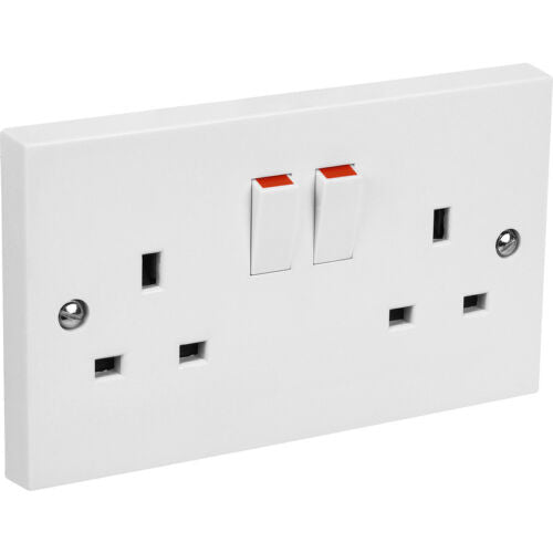 JDSDIY White Switched Twin Electric Electrical Double Socket