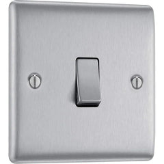 Buy BG Electrical Single Light Switch - Brushed Steel - 2 Way 10AX - (NBS13-01) From JDS DIY