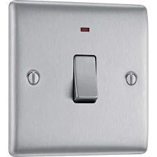 Buy BG Electrical Single Light Switch with Power Indicator - Brushed Steel - 2 Way (NBS31-01) From JDS DIY