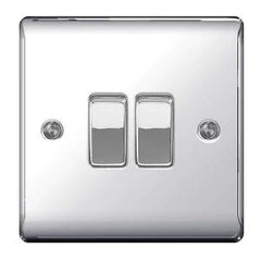 Buy BG Metal Polished Chrome Double Pole Switch (NPC74-01) From JDS DIY