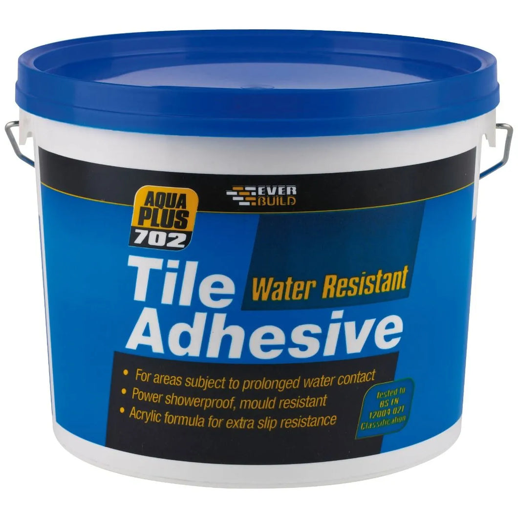 Everbuild 702 Water Resistant Tile Adhesive, Off White, 7.5 kg
