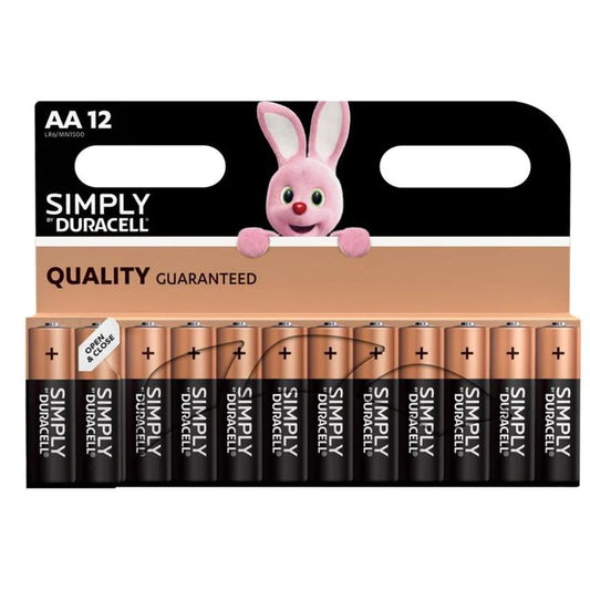 Duracell Simply Long Life Premium Batteries 1.5V Alkaline - 12 Batteries Per Pack