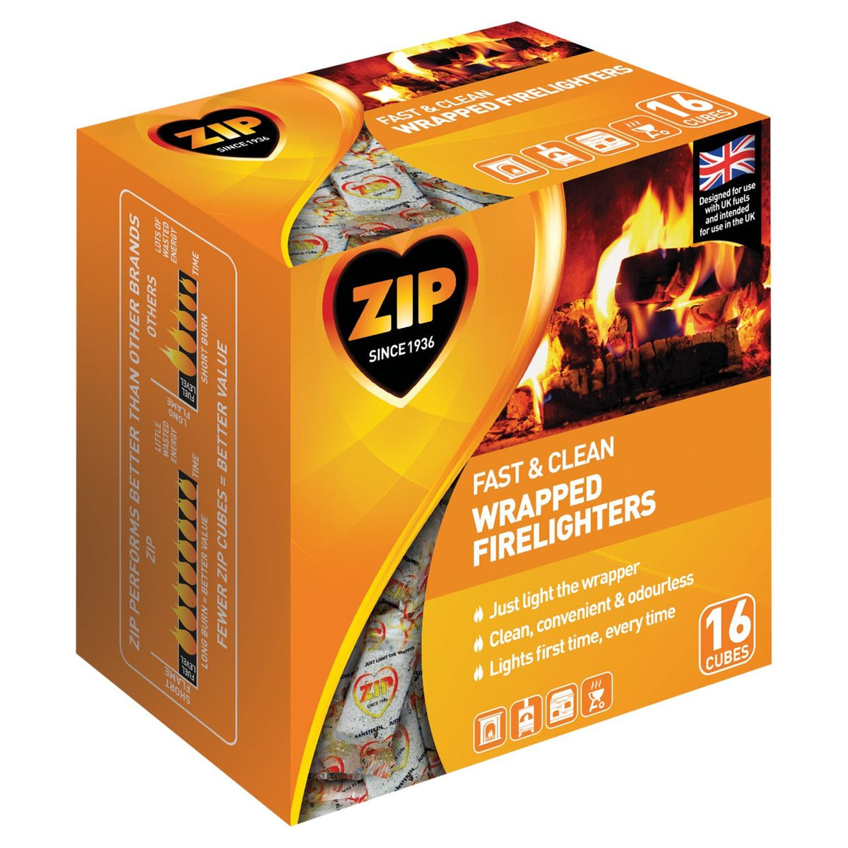 Zip Fast & Clean Wrapped Firelighters (20 firelighters per pack)