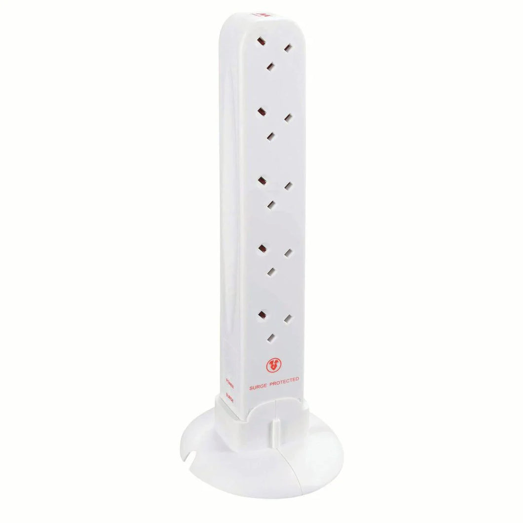 Buy Masterplug 10-Gang Power Tower Surge Socket with 1m Extension Lead in White | JDSDIY.COM