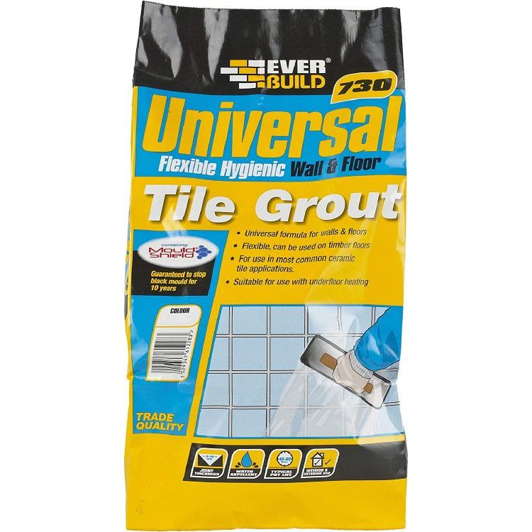 Buy Everbuild 730 Universal Flexible Hygienic Wall and Floor Tile Grout, Ivory, 5 kg From JDS DIY