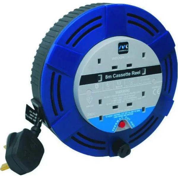 Masterplug 13amp 4 Socket 8m Medium Cassette Reel