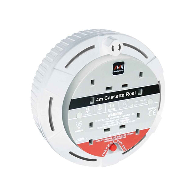 Masterplug extension reel - 4Meter - 4 Socket